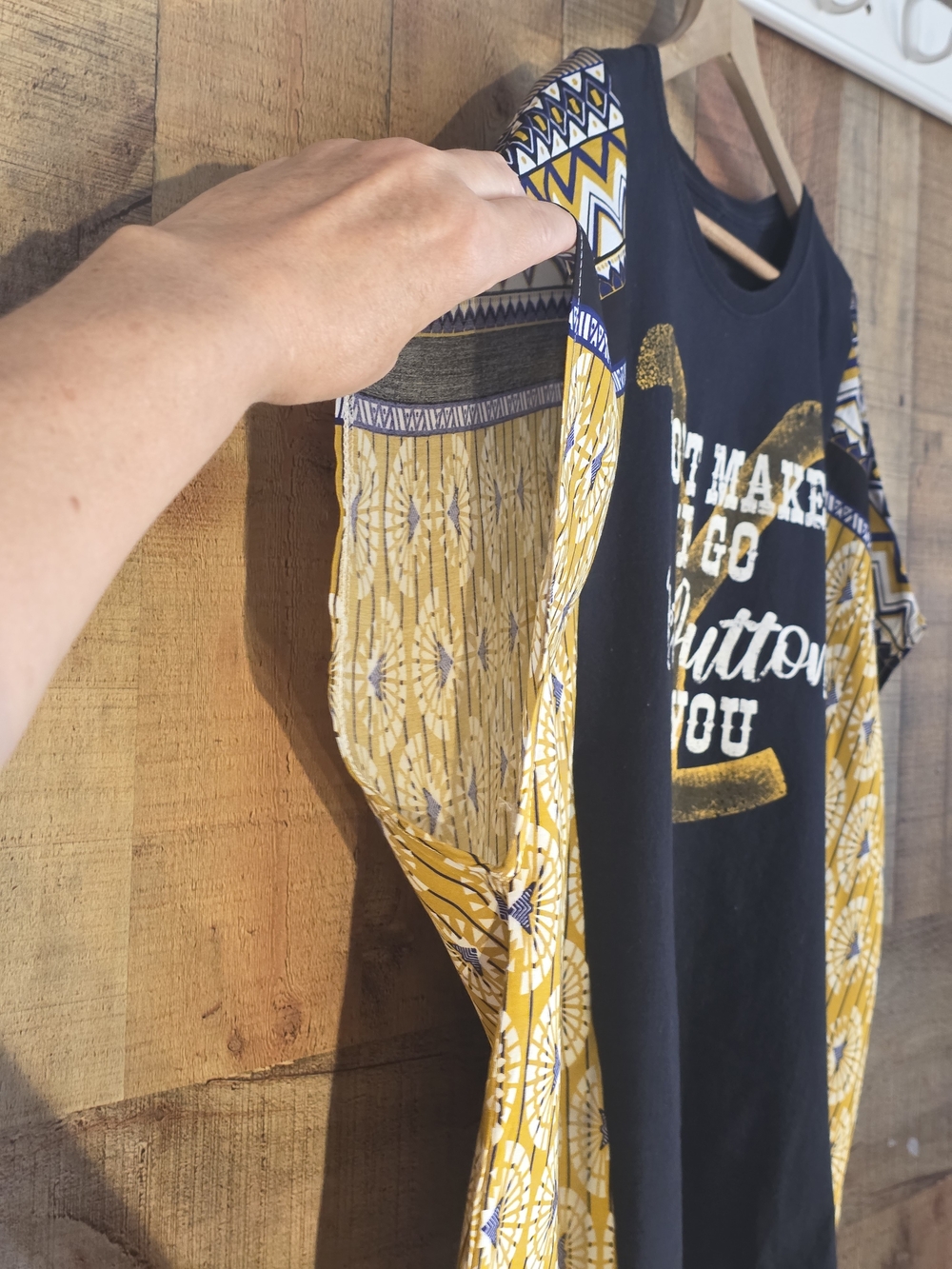 Upcycled Beth Dutton Graphic Short Sleeve Tee - Black and Mustard - Picture 4 of 6